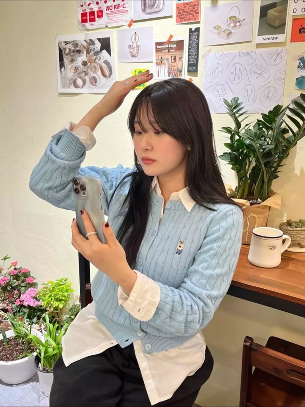 WHO.A.U Steve Cable Cardigan - Light Blue / Size S - Picture 5 of 6